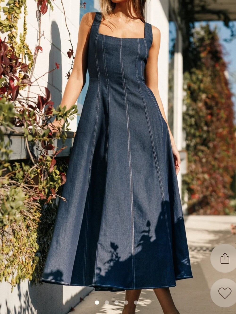 Petal & Pup Denim Square-Neck A-Line Dress - Blue